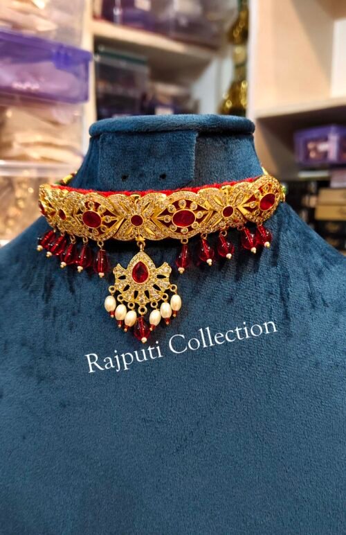 Traditional Neckpiece With Earring Red or Green Available