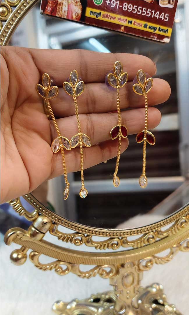 Designer One Gram Gold Polish Earrings - Image 2