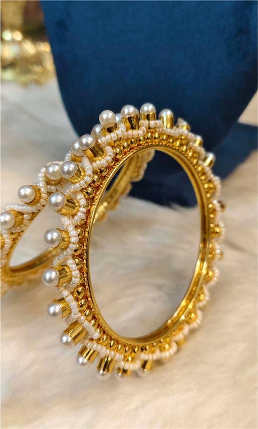 Traditional Pearls Studded Bangles - Image 3