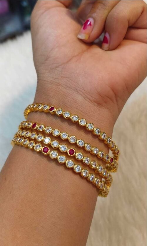 Rani Gold Multicolour 4 Bangles Set