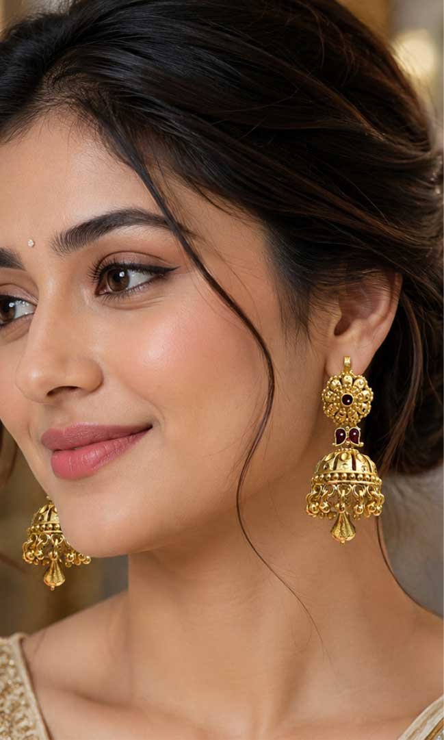 Lightweight Jhumri Earrings - Image 2