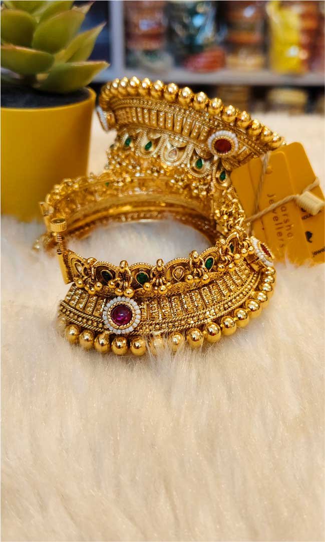 Traditional Rajwadi Goldlook Foldable Bangles - Image 2